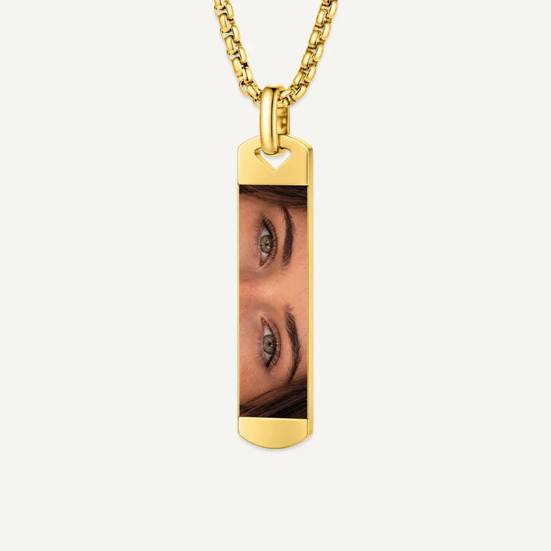 Collier Homme Photo Regard avec Gravure 