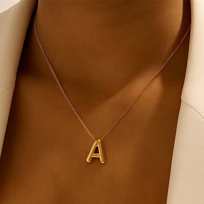 Collier Initiale Effet Ballon Femme