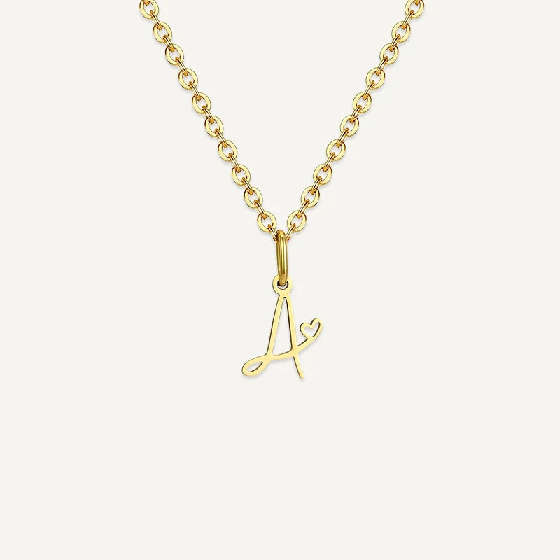 Collier Initiale Manuscrite avec Cœur A
