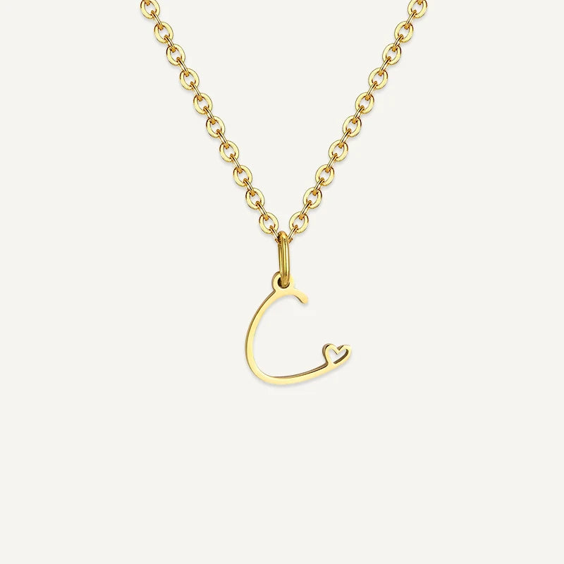 Collier Initiale Manuscrite avec Cœur C