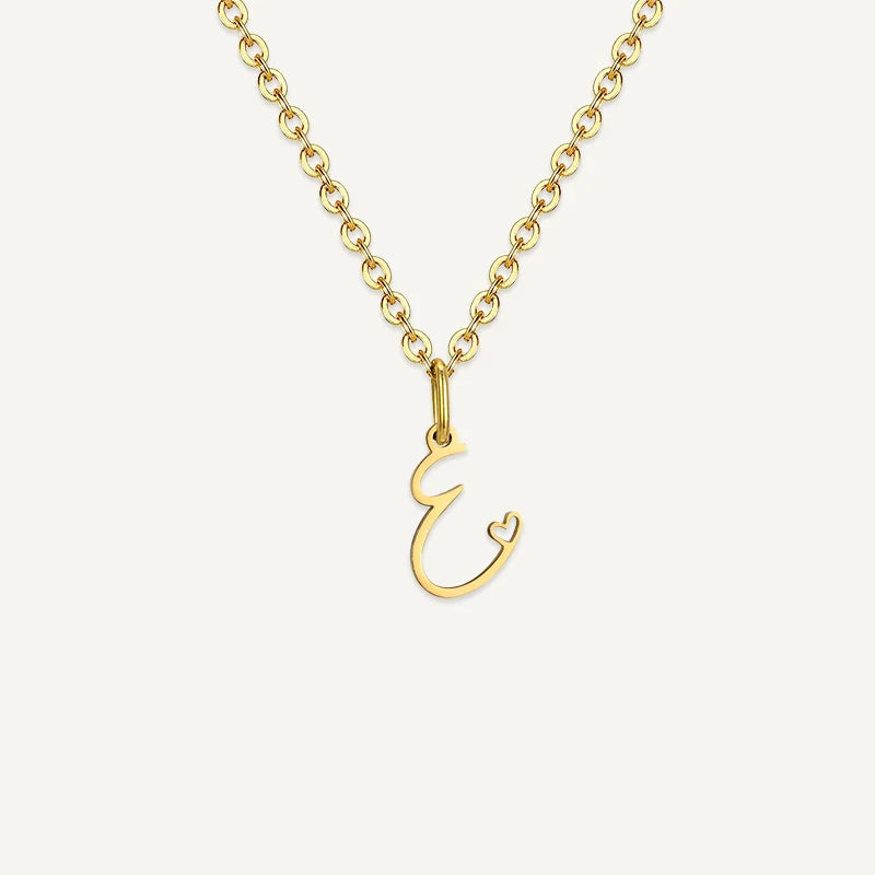 Collier Initiale Manuscrite avec Cœur E