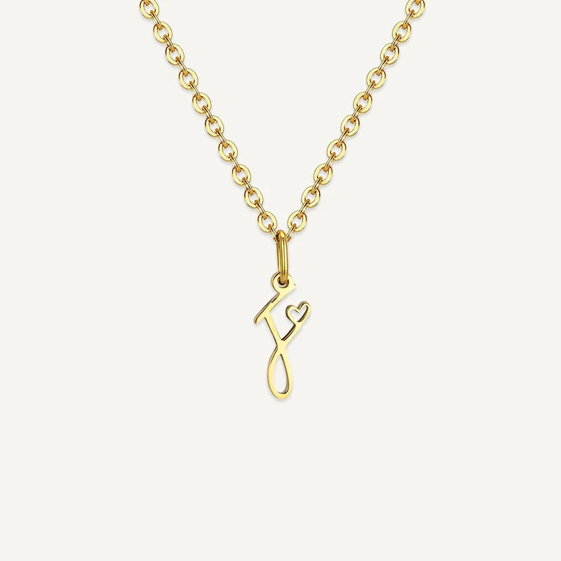 Collier Initiale Manuscrite avec Cœur F