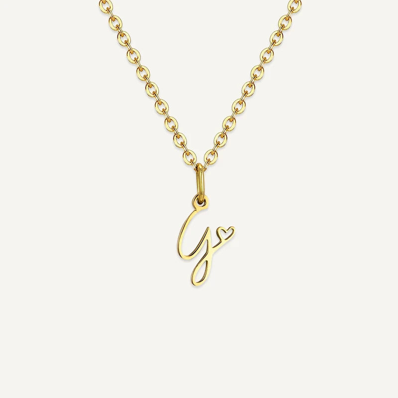 Collier Initiale Manuscrite avec Cœur G