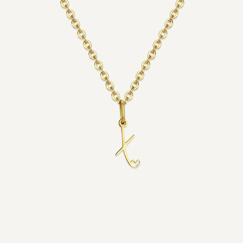 Collier Initiale Manuscrite avec Cœur X