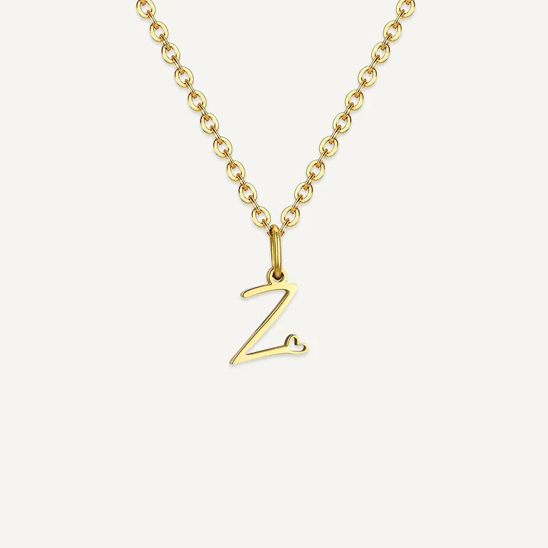 Collier Initiale Manuscrite avec Cœur Z