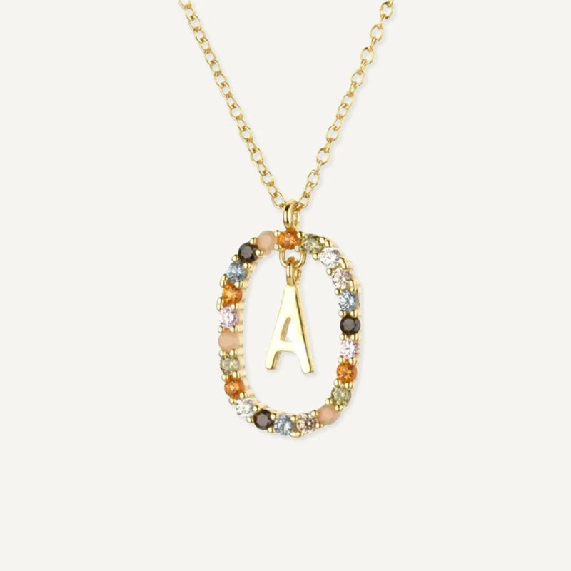 Collier Initiale Strass Multicolore Lettre A