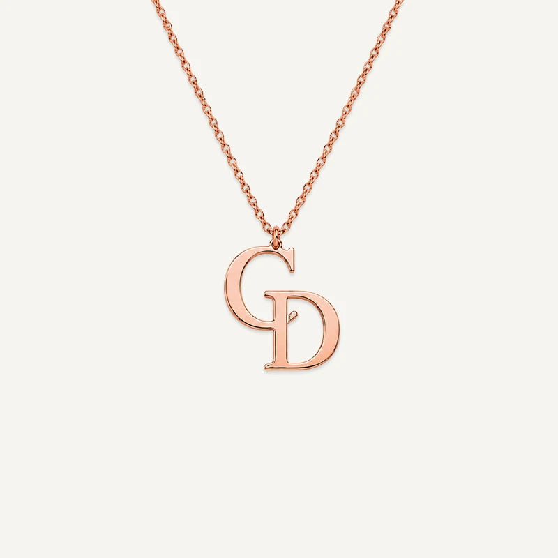 Collier 2 Initiales Or Rose