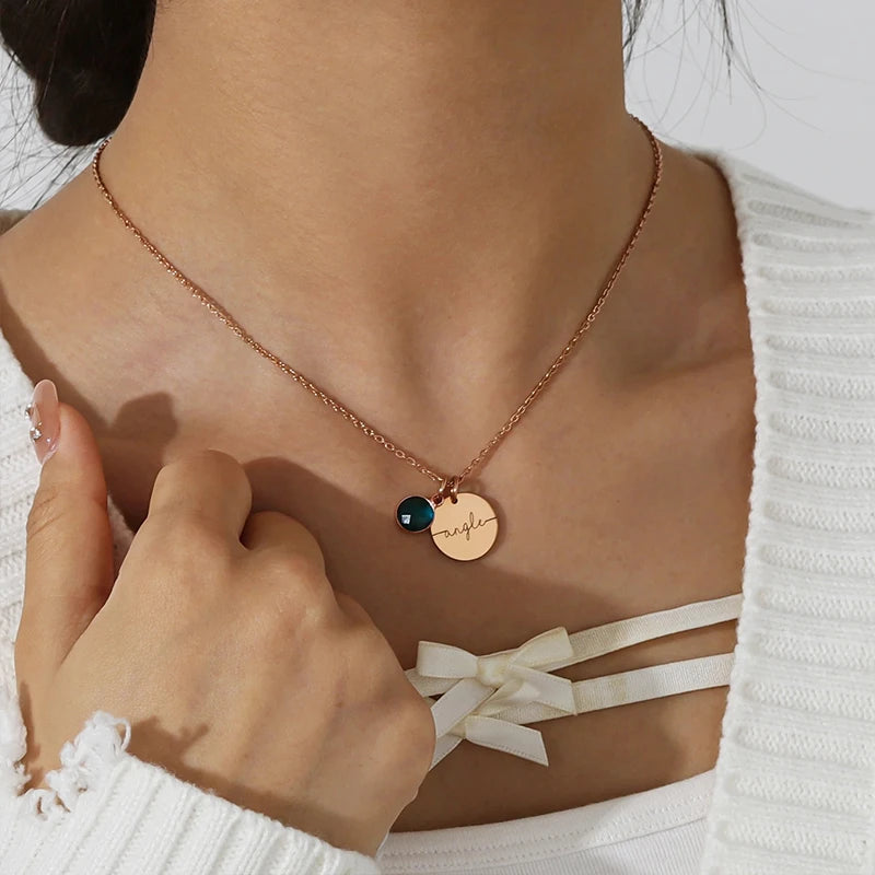 Collier Médaillon Prénom et Pierre de Naissance Bijoux