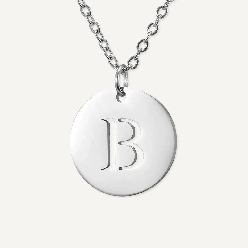 Collier Pendentif Rond Initiale Argent Lettre B
