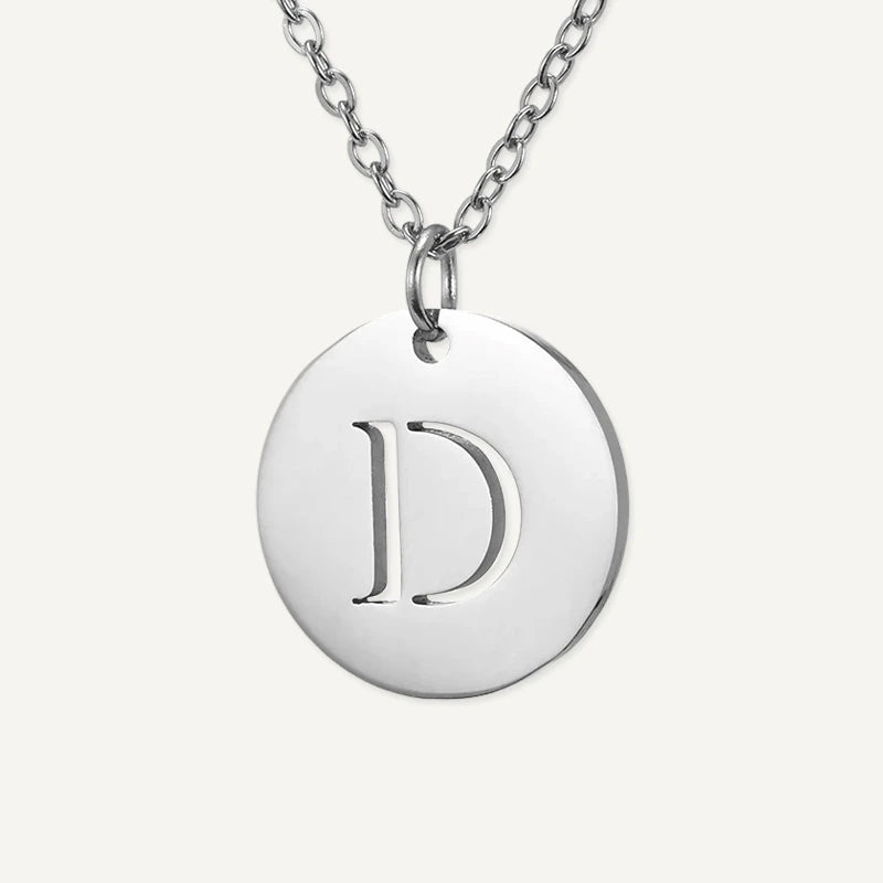 Collier Pendentif Rond Initiale Argent Lettre D