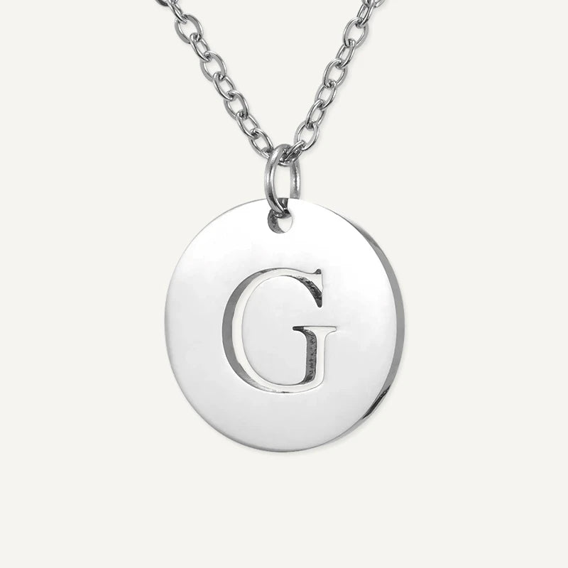 Collier Pendentif Rond Initiale Argent Lettre G