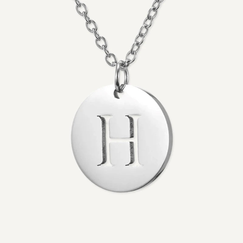Collier Pendentif Rond Initiale Argent Lettre H