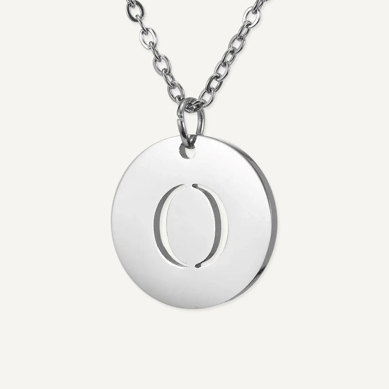 Collier Pendentif Rond Initiale Argent Lettre O