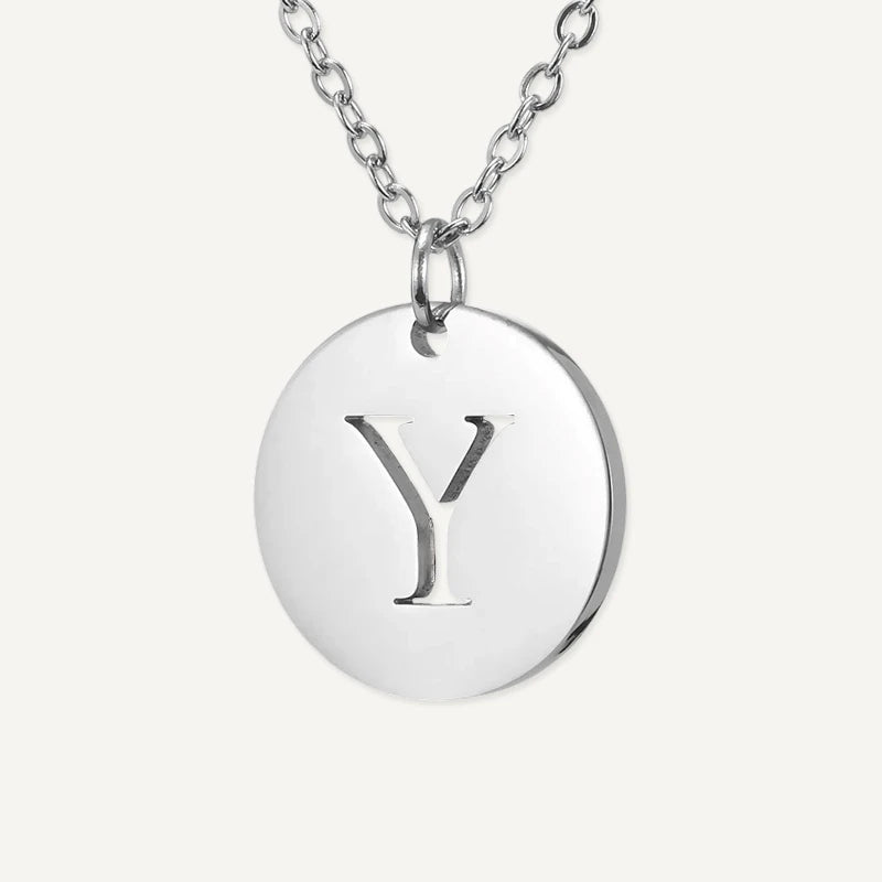 Collier Pendentif Rond Initiale Argent Lettre Y