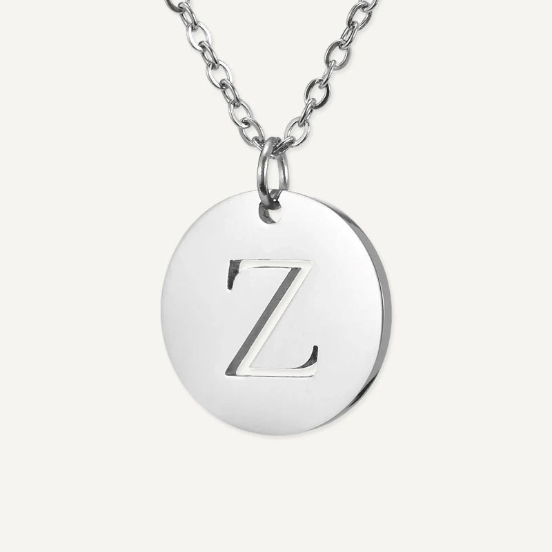 Collier Pendentif Rond Initiale Argent Lettre Z
