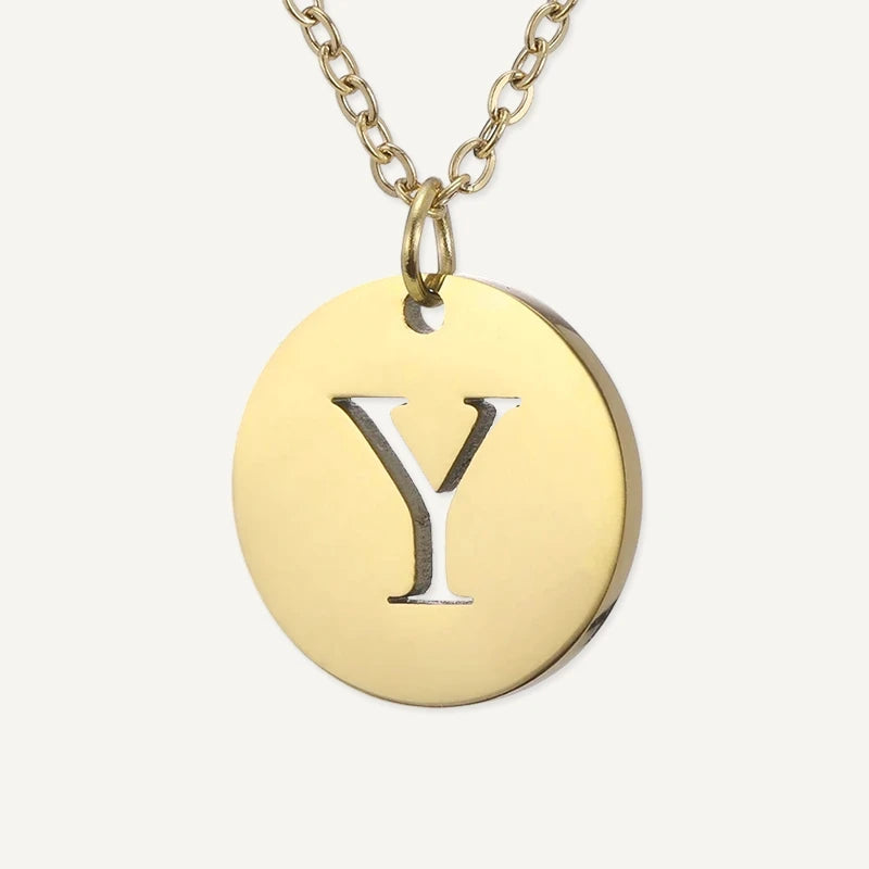 Collier Pendentif Rond Initiale Or Lettre Y