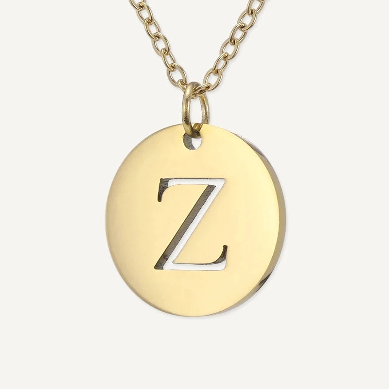 Collier Pendentif Rond Initiale Or Lettre Z