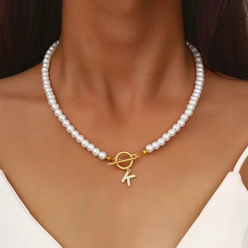 Collier Perles Initiale Lettre