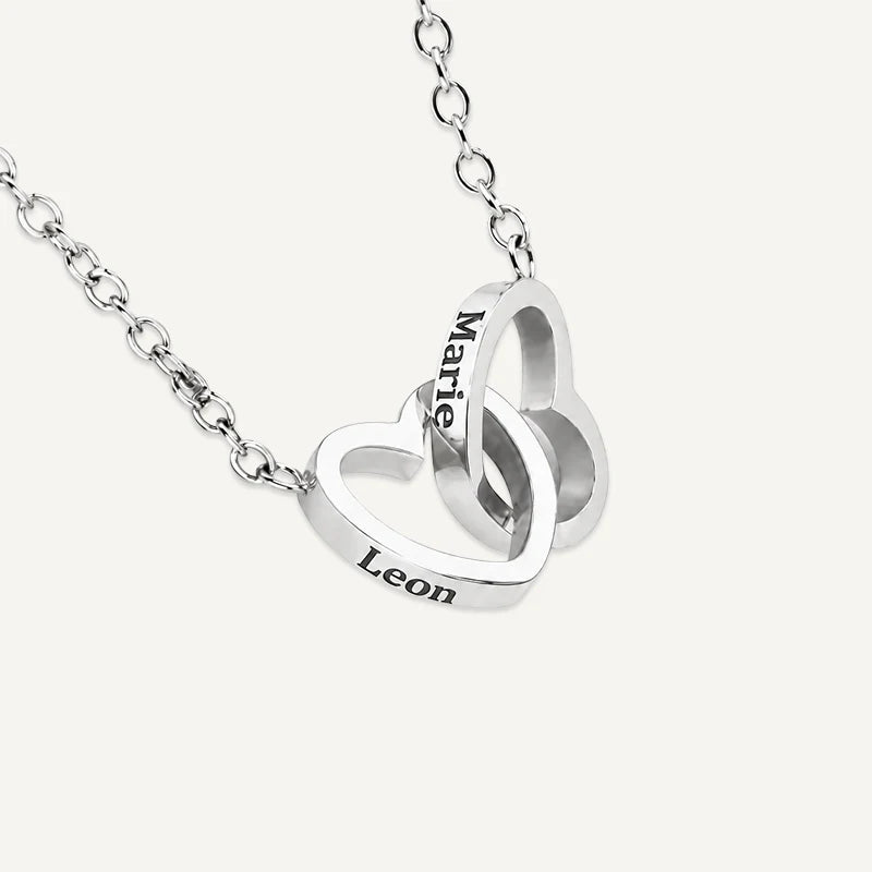 Collier Personnalisé Cœurs Entrelacés Argent