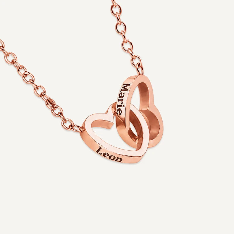 Collier Personnalisé Cœurs Entrelacés Or Rose