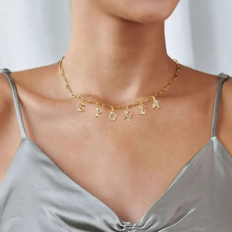Collier prénom en plaqué or 18 carats collier prénom personnalisé Collier prénom en plaqué or 18 carats collier prénom personnalisé