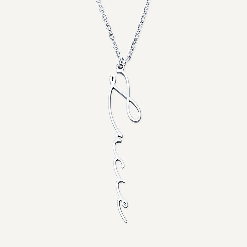 Collier Personnalisé Prénom Vertical Argent