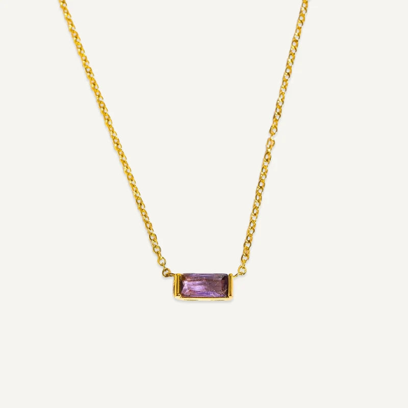 Collier Pierre de Naissance Rectangle Février