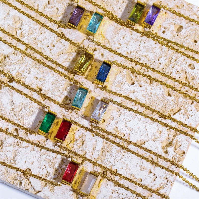 Collier Pierre de Naissance Rectangle