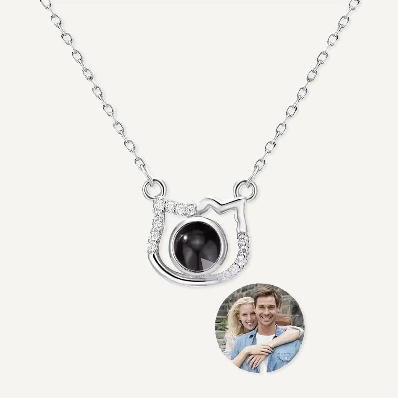 Collier Projection Photo Chat Argent