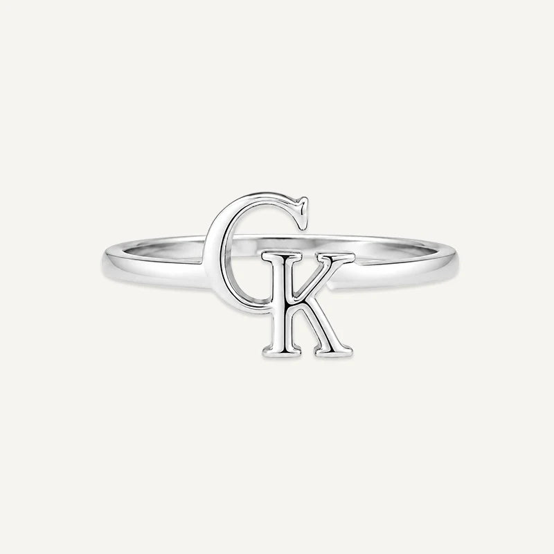 Bague 2 Initiales Argent