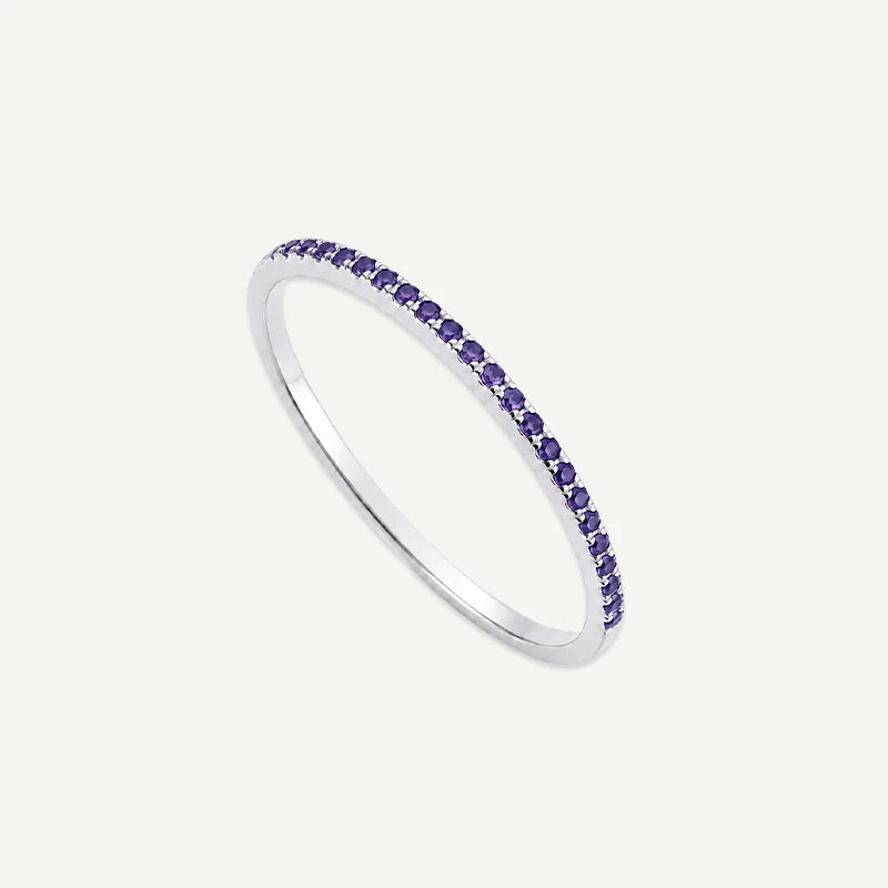 Bague Anneau Pierre de Naissance Argent Fevrier