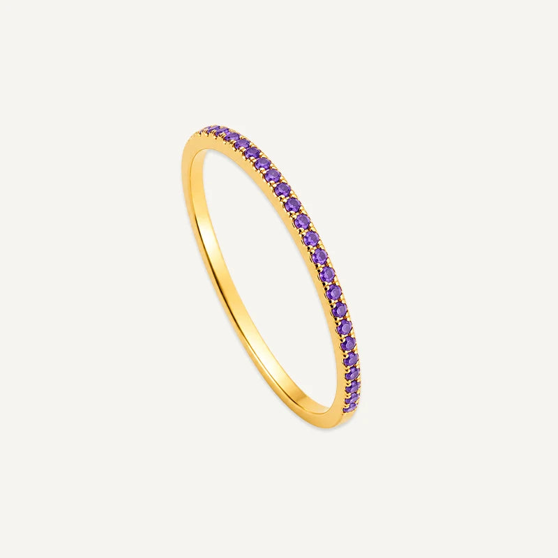 Bague Anneau Pierre de Naissance Or Fevrier