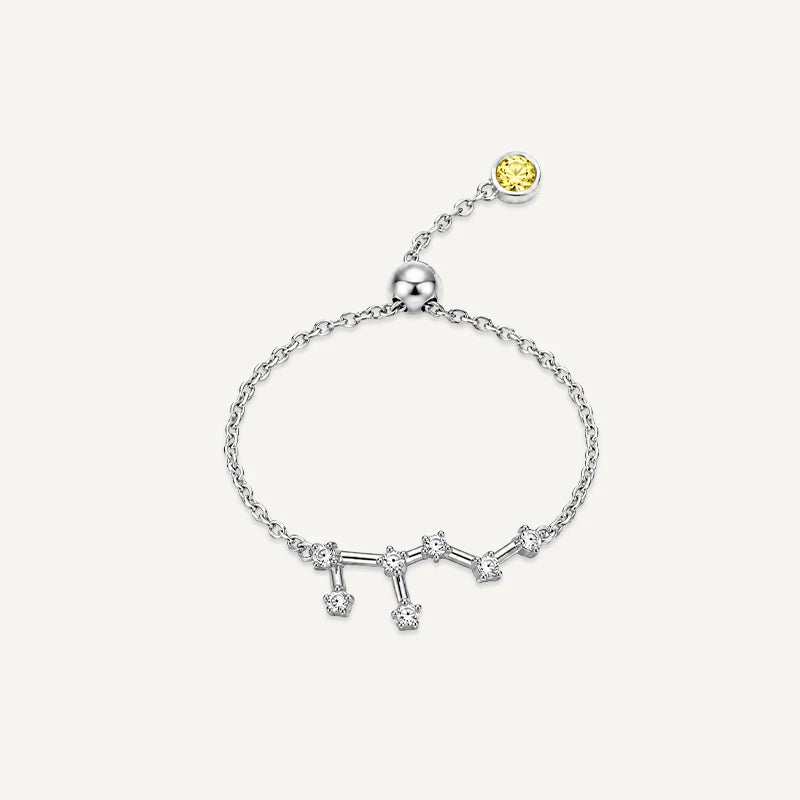 Bague chaîne Constellation du Zodiaque Argent Lion