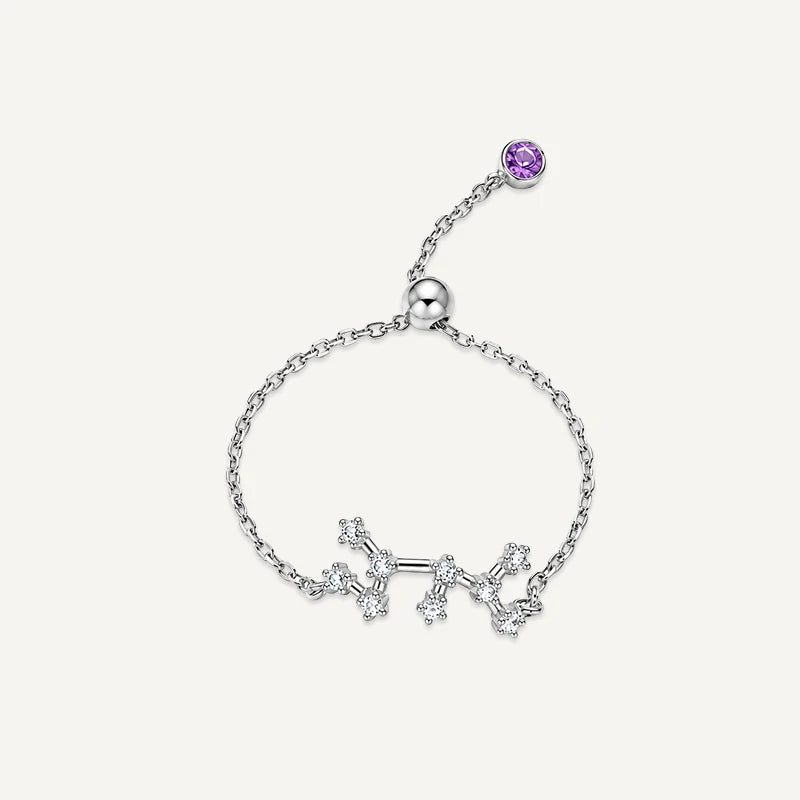Bague chaîne Constellation du Zodiaque Argent Sagittaire