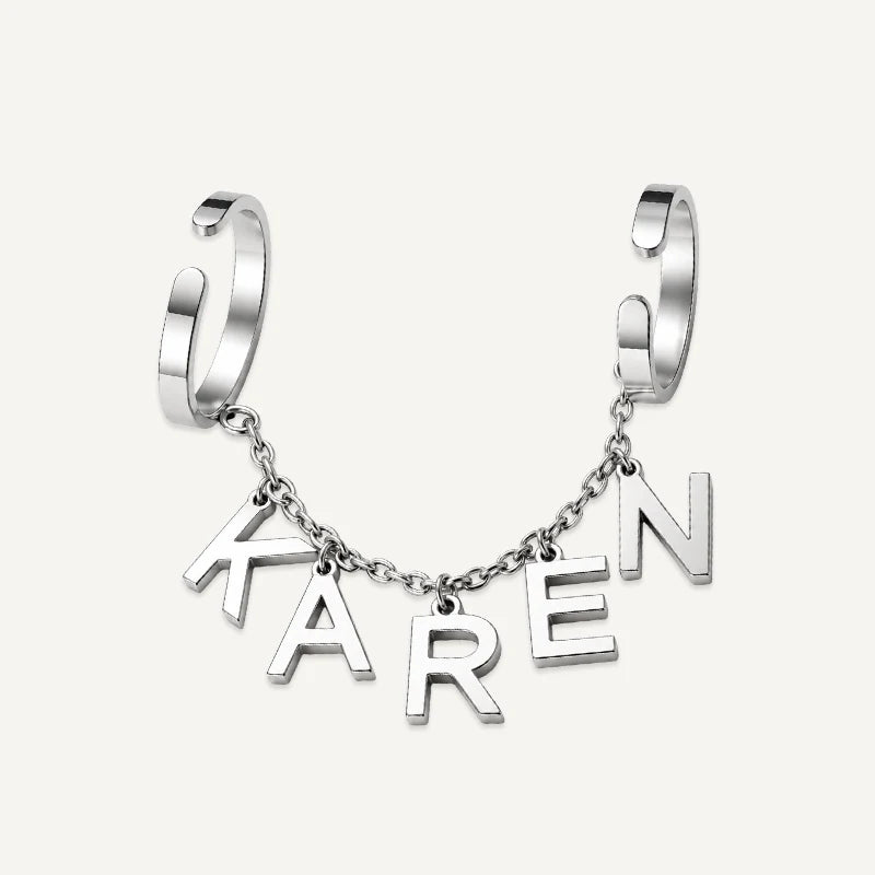 Bague Double Doigt Prénom Chaîné Argent