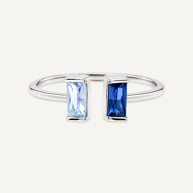Bague Duo Baguette Pierres de Naissance Argent
