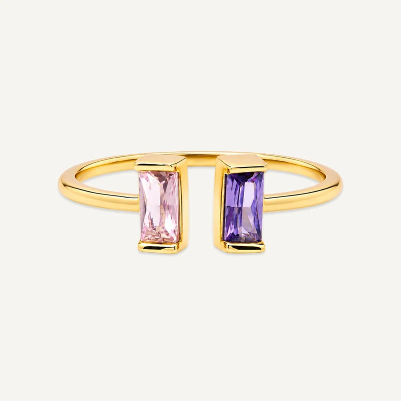 Bague Duo Baguette Pierres de Naissance Or