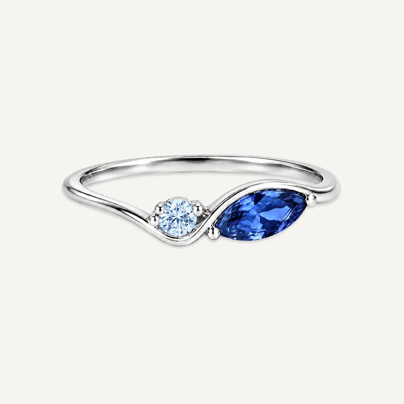 Bague Duo Croisée Pierres de Naissance Argent