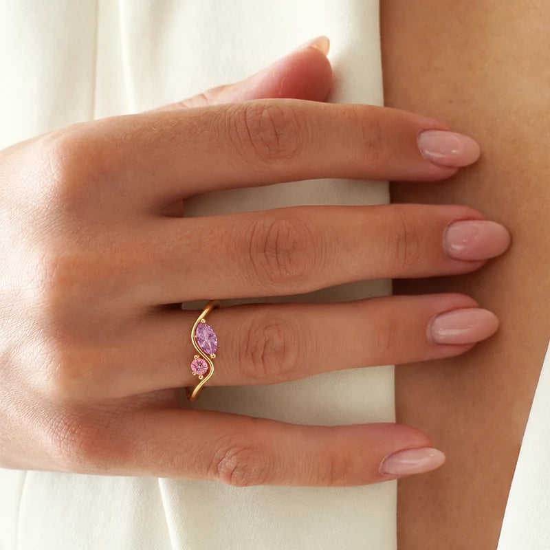 Bague Duo Croisée Pierres de Naissance Or Femme