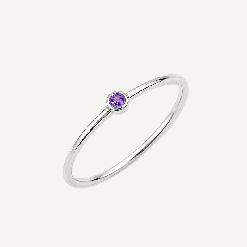 Bague Fine Pierre de Naissance Argent Février