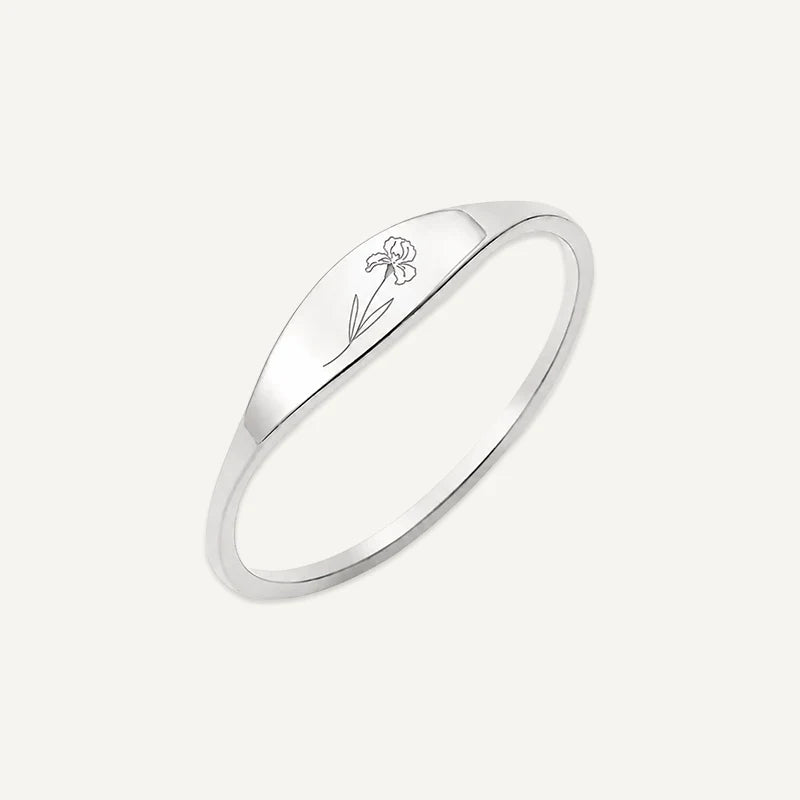 Bague Fleur de Naissance Gravée