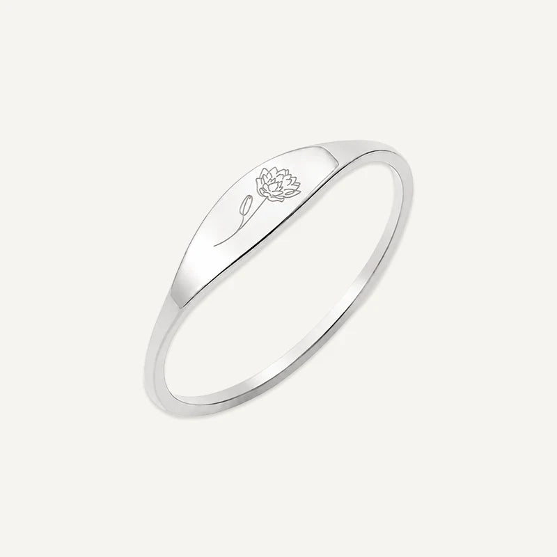 Bague Fleur de Naissance Gravée