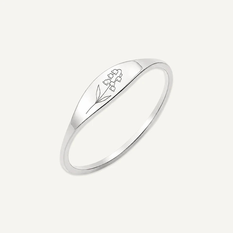 Bague Fleur de Naissance Gravée
