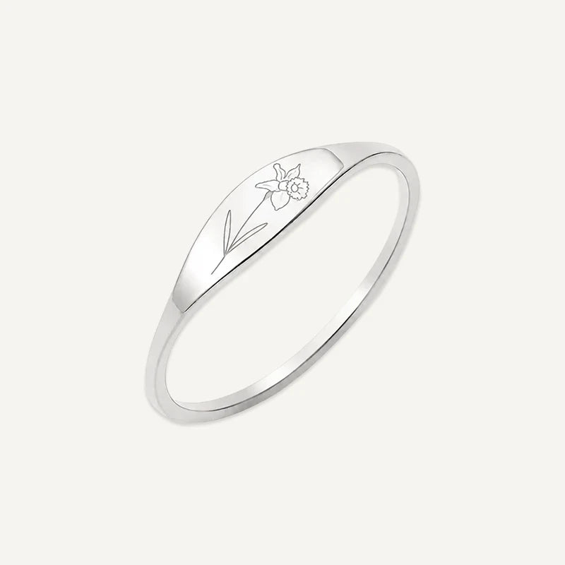 Bague Fleur de Naissance Gravée