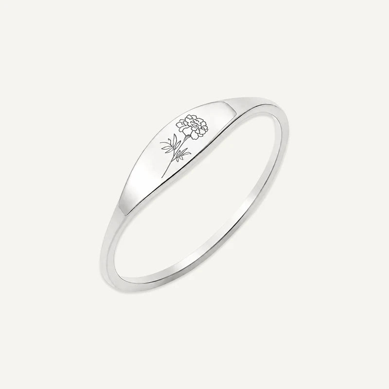 Bague Fleur de Naissance Gravée