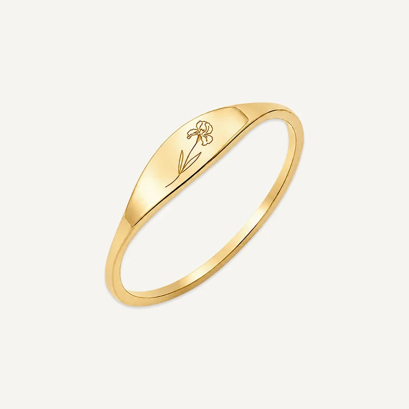Bague Fleur de Naissance Gravée