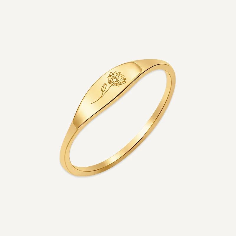Bague Fleur de Naissance Gravée