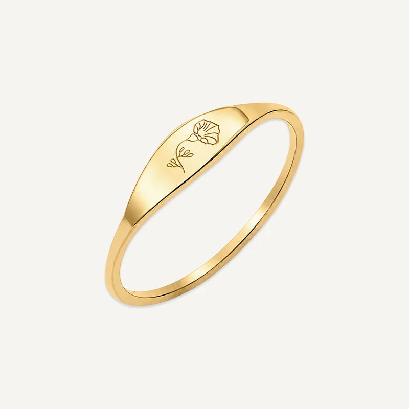 Bague Fleur de Naissance Gravée