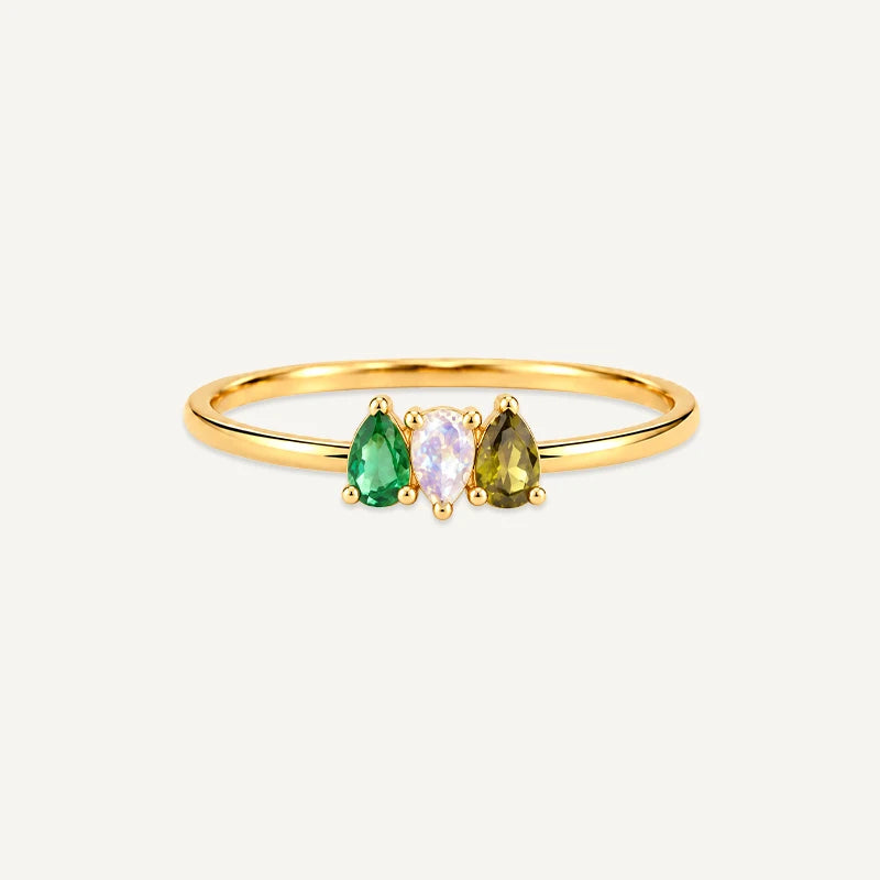 Bague Gouttes Pierres de Naissance Or 3