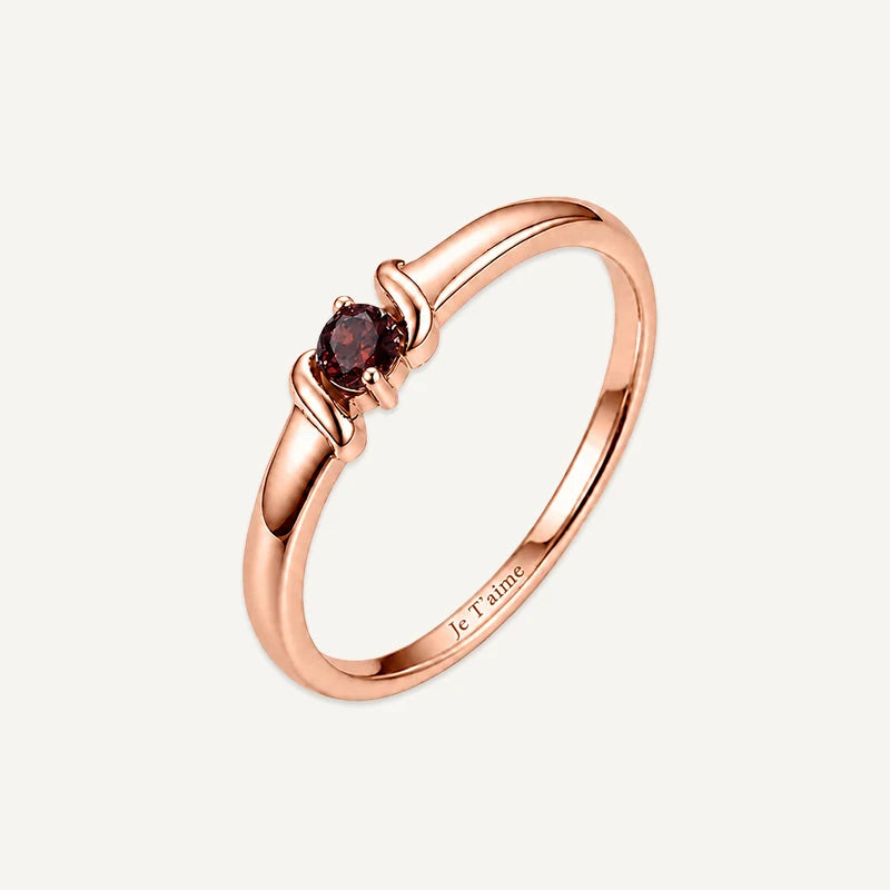 Bague Gravure avec Pierres de Naissance Or Rose 1 Pierre